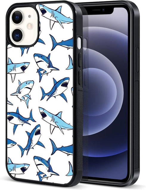 Blue Shark Art Animal Design Case for iPhone 15, Soft TPU Hard Back, Shockproof