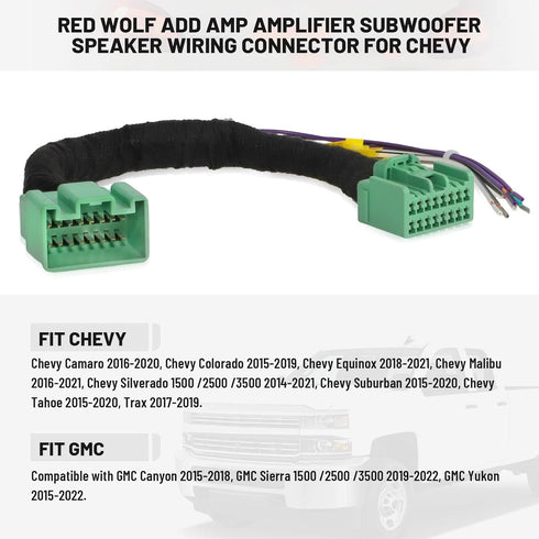 RED WOLF Add AMP Amplifier Subwoofer T Harness Wiring Speaker Connector for 2014-2021 Chevy