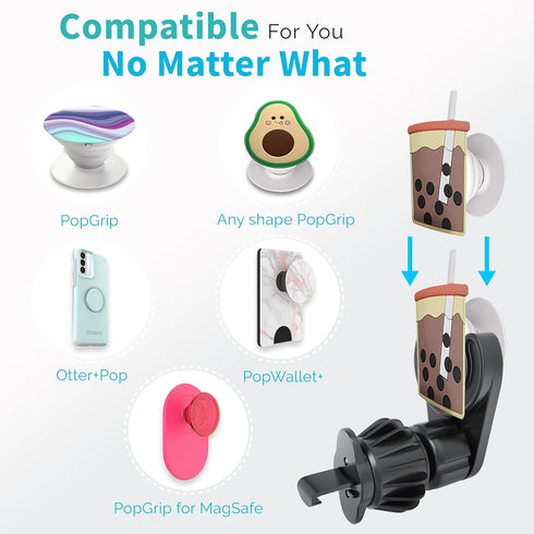 Magnetic Socket Car Mount, Phone Holder for All Socket Grips, AC Vent Clip, 360° Rotation, Ultra Stability