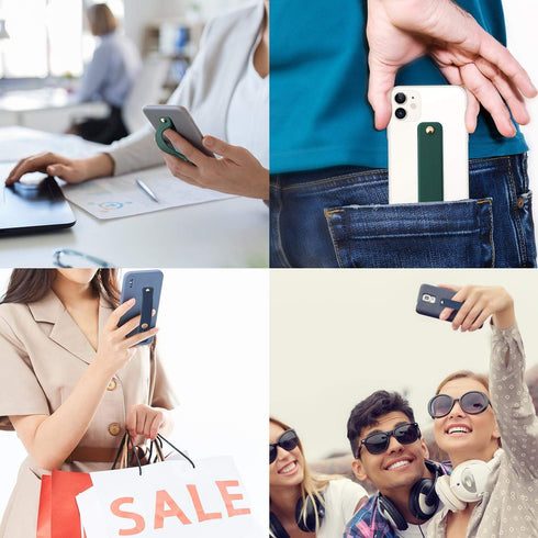 Removable and Reusable Cell Phone Grip Strap, Yetaida Telescopic Finger Kickstand Universal Silicone Holder (White)