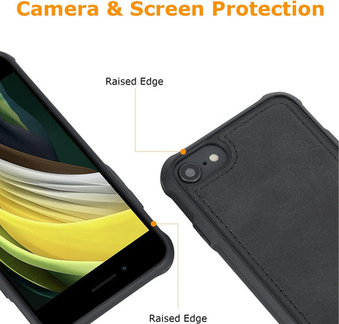 molzar MAG Series Case for iPhone SE 2022/2020/8/7/6s/6, Built-in Metal Plate for Magnetic Mount, Black