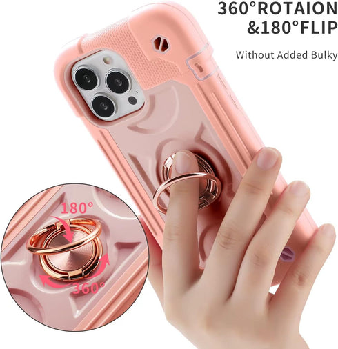 MARKILL Compatible with iPhone 13 Pro Max Case, 6.7 Inch with Ring Stand, Heavy-Duty Military Grade Shockproof Cover