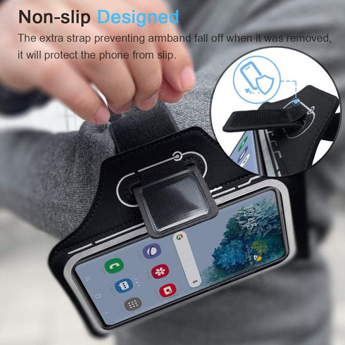 JEMACHE Armband for Samsung Galaxy S25 S24 S23 S22 S21 Ultra/Plus/FE, Gym Running Workouts Arm Band, Black.