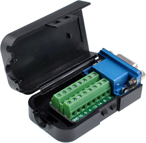 Oiyagai DB15 3+9 D-SUB VGA Female 15Pin Connector Adapter with Nut Terminal Breakout Board