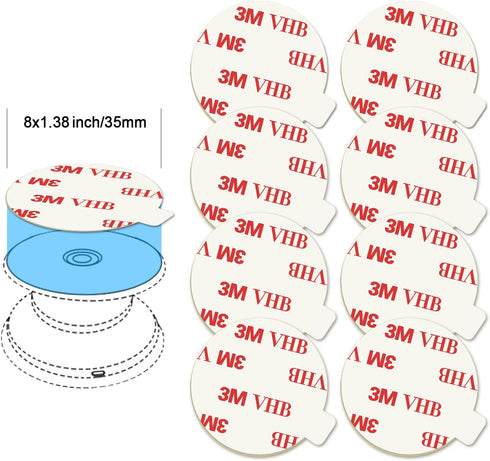 volport 8 Pack Sticky Adhesive Replacement for Socket Stand, 1.4 Inch Pops 3M Circle Heat Resistant Double Sided Tape