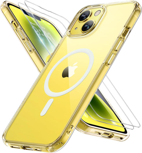 Miracase Magnetic Series iPhone 14 Case - Clear, Slim, Military-Grade, Anti-Fingerprint, MagSafe Compatible + 2X Screen