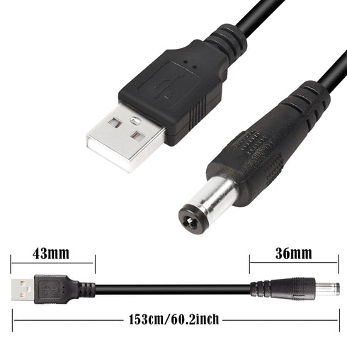 GINTOOYUN USB2.0 to DC Power Cable with 13 Connector Plugs for Laptops, Speakers, Power Banks, Routers (60.2Inch)