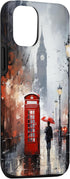 Iconic Red Phone Booth Clocktower Art Cover Case for iPhone 15 - Stylish Protection for Your Device!