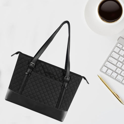 KROSER Laptop Tote Bag 15.6 Inch with USB Port, Large Computer Shoulder Bag for Women, Laptop Case for Office Business