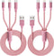 IDISON 3 in 1 Multi Charging Cable (2 Pack, 4FT) - Nylon Braided USB Charger for Type C, Micro, & IP Devices.