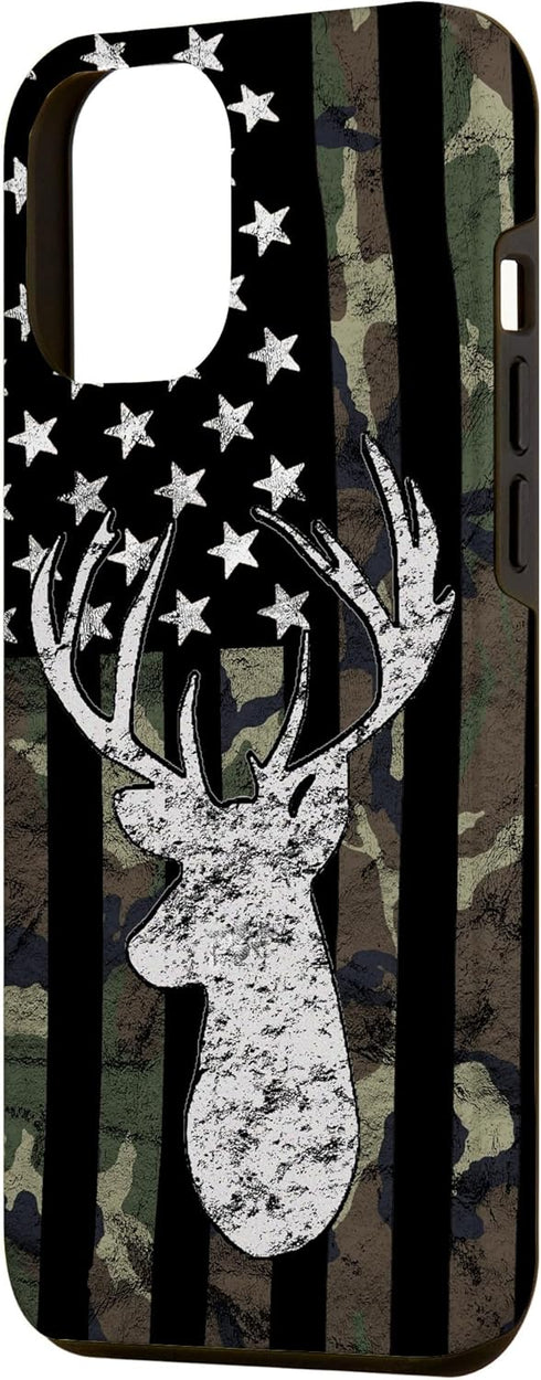 American Flag Whitetail Buck Camouflage Deer Hunting Case for iPhone 12 Pro Max