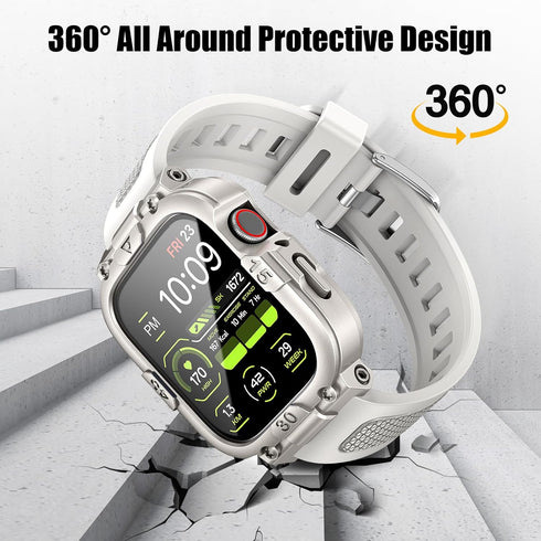 Dsytom Waterproof Case with Band - Compatible for Apple Watch Band 45mm 44mm 41mm 40mm, Rugged Shockproof Smartwatch
