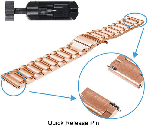 GT01 Smartwatch Band, Stainless Steel Metal Replacement Straps for Dirrelo GT01 / LETSCOM GT01 / Hamile Smart Watch
