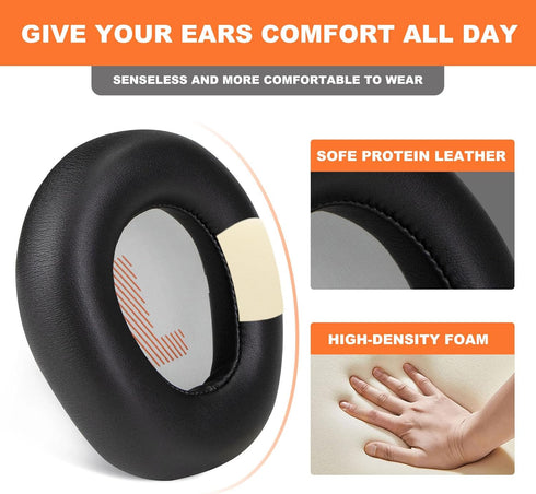 Replacement Earpads for JBL Quantum 600 (Q600) Wireless Over-Ear Performance Gaming Headset,Ear Pads Cushions with Noise Isolation Memory Foam,Soft Protein Leather-Black