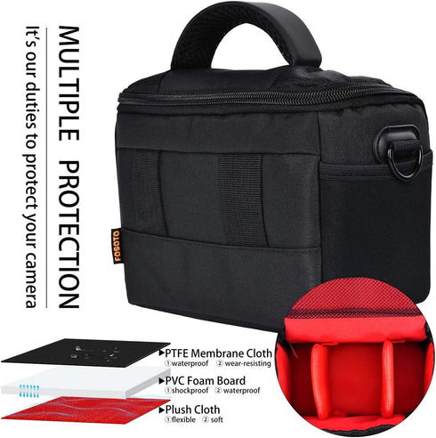 FOSOTO Compact Camera Shoulder Bag Case with Waterproof Rain Cover for Canon EOS M50 PowerShot SX420 SX430 SX70 SX50