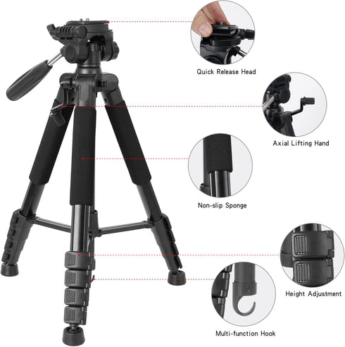 ZOMEi Camera Tripod, 67'' /170cm Tall Minimalist Tripod Compatible with All Cameras, Projectors, Webcams