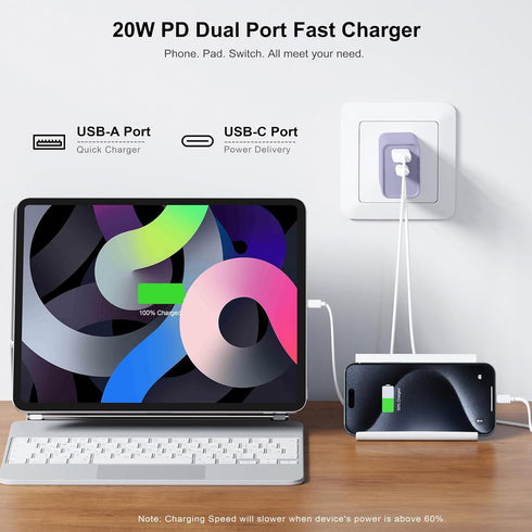 3 Pieces USB C Wall Charger Cube, 20W PD Type C Quick Power Adapter for iPhone 14/14 Pro Max/15/15 Pro Max, Samsung S21