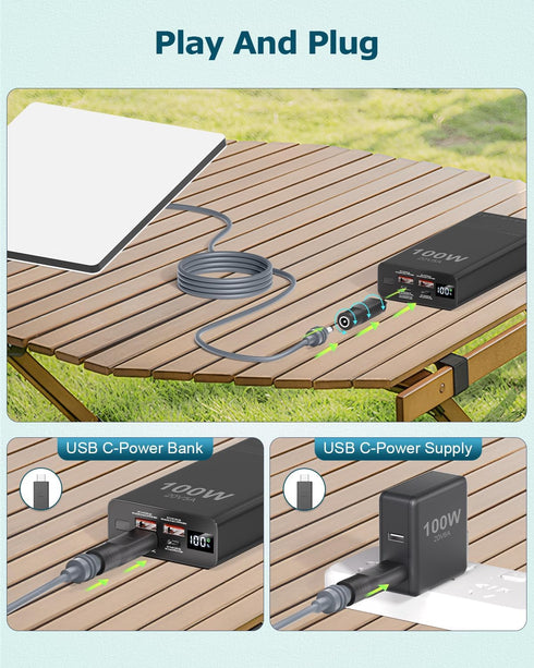 Gunovy 2 20V 5.5 2.1mm 100W PCS Starlink Mini Cable Adapter DC to USB Type C Converter for Starlink Mini Accessories