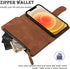 RANYOK 12/12 (6.1 inch), Wallet Case Compatible with iPhone Pro Premium PU Leather Zipper Flip Folio Wallet RFID
