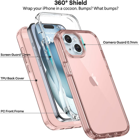 ORIbox Rose Gold iPhone 15 Case, Military-Grade Drop Defense, Rugged Dual-Layer Design, 6.1 inch, Force Armor Series