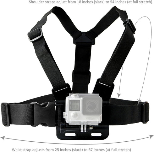 ACUVAR Chesty Body Mount Strap Harness for GoPro Hero 12, 11, 10, 9, 8, 7, 6, 5, 4, 3+, 3, 2, 1, Max, AKASO, DJI Osmo