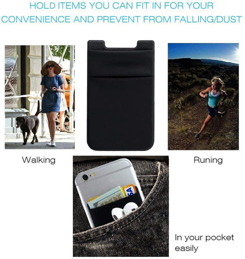 Phone Card Holder Stretchy Wallet Pocket Pouch Sleeve Adhesive Sticker Compatible with iPhone Samsung Galaxy - 3Pack