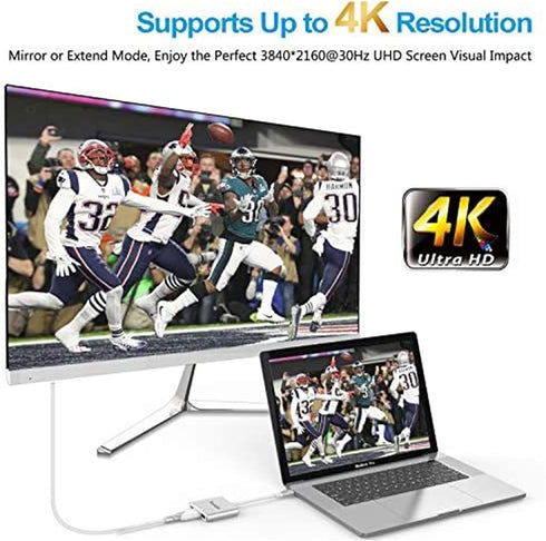 Tuwejia USB C to HDMI Multiport Adapter, USB 3.1 Gen 1 Thunderbolt 3 to HDMI 4K Video Converter