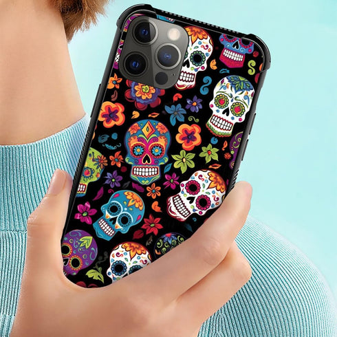 TnXee Sugar Skull Case for iPhone 12/12 Pro - Shockproof, Anti-Scratch Design for Men & Women. Compatible & Stylish!
