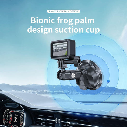TELESIN Suction Cup Car Mount with Phone Holder for GoPro Max Mini Hero 12 11 10 9 8 7 6 5, Insta360 X3