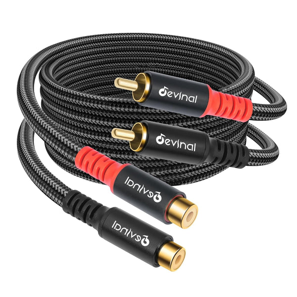 Devinal RCA Female to Male Extension Cable - Premium Audio Extender Cord