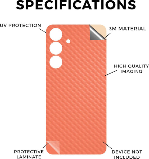 Vision Signs & Graphics S25 3M Carbon Fiber Phone Skin Compatible with Samsung Galaxy FE - Solid Salmon - Premium Vinyl