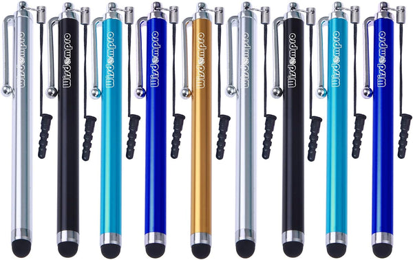 Wisdompro Stylus Pens for Touch Screens, 9 Pack Universal Rubber Tip Stylus with Lanyard for iPad, iPhone & More
