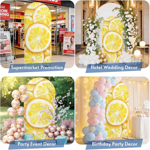 Jnbasdffb Summer 7.2 Lemon Wedding Arch Cover, Stretchy Spandex Arch Backdrop Stand Covers FT, Modern Oil Painting