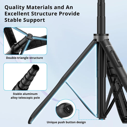 ATUMTEK 51" Selfie Stick Tripod, Extendable Phone Tripod Stand with Bluetooth Remote for iPhone and Android Selfies