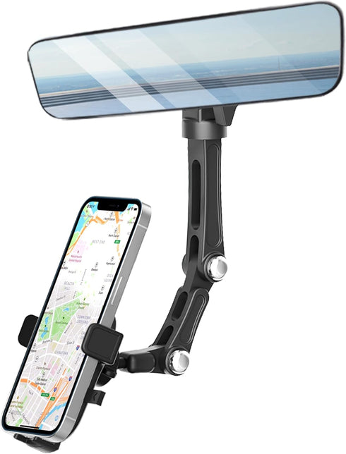Karmus Rearview Mirror Phone Holder for Car, Rear View Mirror Phone Holder, Rotatable