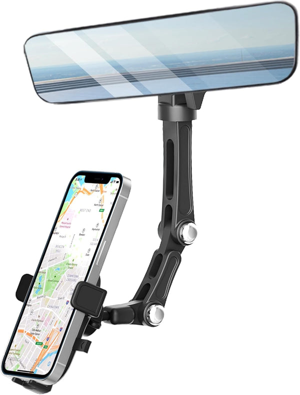 Karmus Rearview Mirror Phone Holder for Car, Rear View Mirror Phone Holder, Rotatable
