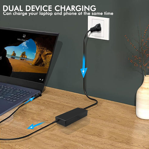 Replacement 45W HP Laptop Charger, 19.5V 2.31A Power Adapter for HP Pavilion 11 13 14 15 Notebook with Cord