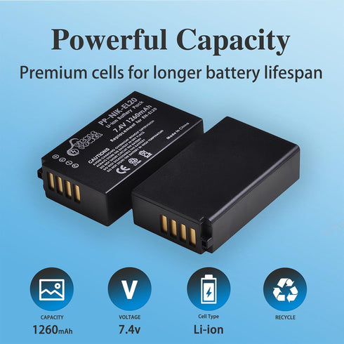 Pickle Power EN-EL20 Battery and Charger Compatible with Nikon Coolpix P1000, P950, and More