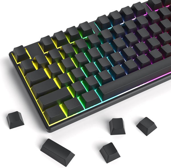 Fogruaden Blank Keycaps, Thick PBT Cherry Profile, Minimalist Grey Black Keycaps Set with 7U Spacebar for Mechanical