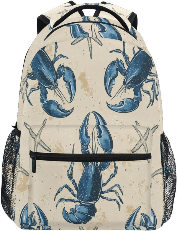 Krafig Retro Starfish Lobsters Boys Girls Kids School Backpacks Bookbag, School Bag Travel