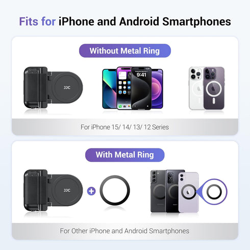 JJC Magnetic Phone Camera Grip Handle with Wireless Shutter Remote, Magsafe Bluetooth Bracket for iPhone Android