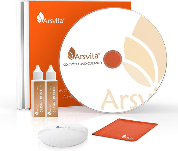 Arsvita Laser Lens Cleaner Disc Cleaning Set for CD/VCD/DVD Players, Safe and Effective
