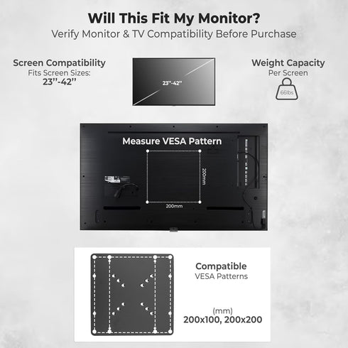 Mount Plus 1056 200 200 23" 42" Mount World VESA x Universal Adapter for Medium Mounts (Adapter can be used for tv from