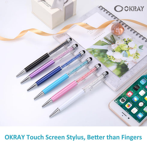 OKRAY 6 Pack Stylus Pens for Touch Screens - Ballpoint Pen with Stylus Tip, Compatible with iPad/Tablet