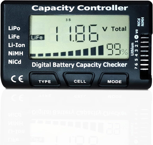 Battery Tester Digital Capacity Checker for LiPo/Life/Li-ion/NiCd/NiMH Battery Packs