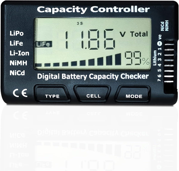 Battery Tester Digital Capacity Checker for LiPo/Life/Li-ion/NiCd/NiMH Battery Packs