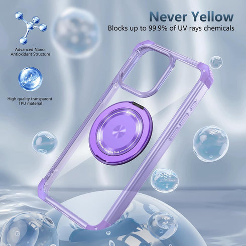 iPhone 14 Plus Case, Military Grade Shockproof Clear Case with 360 Rotatable Magnetic Ring Holder Compatible with