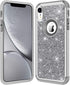 Hython Heavy Duty iPhone XR Case, Full-Body Defender Protective Bling Glitter Armor Hybrid Shockproof Cover, Gray