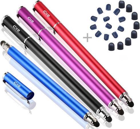 2-in-1 Universal Capacitive Stylus Pen for All Touch Screen Tablets & Cell Phones with 20 Extra Replaceable Tips (Pack