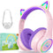 LOBKIN Kids Bluetooth Headphones, Over Ear Wireless with Mic, 50H Playtime, Colorful LED Lights, Safe Volume